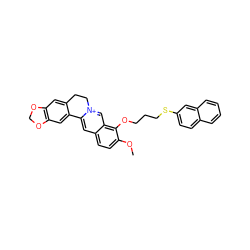 COc1ccc2cc3[n+](cc2c1OCCCSc1ccc2ccccc2c1)CCc1cc2c(cc1-3)OCO2 ZINC000049802513