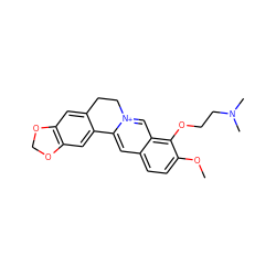 COc1ccc2cc3[n+](cc2c1OCCN(C)C)CCc1cc2c(cc1-3)OCO2 ZINC000064513256