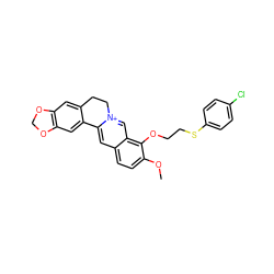 COc1ccc2cc3[n+](cc2c1OCCSc1ccc(Cl)cc1)CCc1cc2c(cc1-3)OCO2 ZINC000096283244