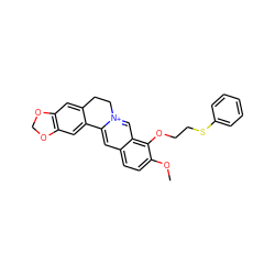 COc1ccc2cc3[n+](cc2c1OCCSc1ccccc1)CCc1cc2c(cc1-3)OCO2 ZINC000096283240