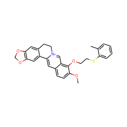 COc1ccc2cc3[n+](cc2c1OCCSc1ccccc1C)CCc1cc2c(cc1-3)OCO2 ZINC000096283235