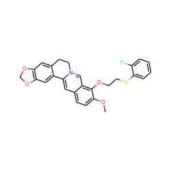 COc1ccc2cc3[n+](cc2c1OCCSc1ccccc1F)CCc1cc2c(cc1-3)OCO2 ZINC000096283242