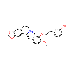 COc1ccc2cc3[n+](cc2c1OCCc1cccc(O)c1)CCc1cc2c(cc1-3)OCO2 ZINC000073200274