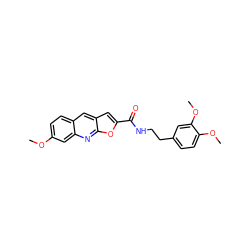COc1ccc2cc3cc(C(=O)NCCc4ccc(OC)c(OC)c4)oc3nc2c1 ZINC000004057028