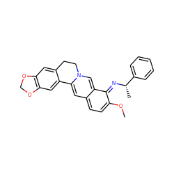 COc1ccc2cc3n(cc-2c1=N[C@@H](C)c1ccccc1)CCc1cc2c(cc1-3)OCO2 ZINC000377840007