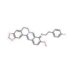 COc1ccc2cc3n(cc-2c1=NCCc1ccc(F)cc1)CCc1cc2c(cc1-3)OCO2 ZINC000377840004