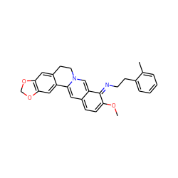 COc1ccc2cc3n(cc-2c1=NCCc1ccccc1C)CCc1cc2c(cc1-3)OCO2 ZINC000377841248