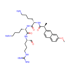 COc1ccc2ccc([C@H](C)C(=O)N[C@@H](CCCCN)C(=O)N[C@@H](CCCCN)C(=O)N[C@H](C=O)CCCNC(=N)N)cc2c1 ZINC000042803366