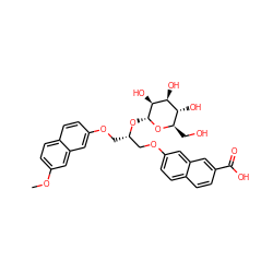 COc1ccc2ccc(OC[C@@H](COc3ccc4ccc(C(=O)O)cc4c3)O[C@H]3O[C@H](CO)[C@@H](O)[C@H](O)[C@@H]3O)cc2c1 ZINC000473083963