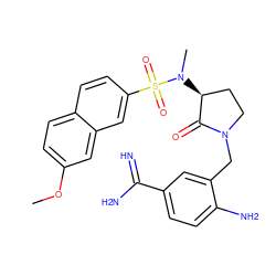 COc1ccc2ccc(S(=O)(=O)N(C)[C@H]3CCN(Cc4cc(C(=N)N)ccc4N)C3=O)cc2c1 ZINC000013800311