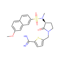 COc1ccc2ccc(S(=O)(=O)N(C)[C@H]3CCN(Cc4ccc(C(=N)N)s4)C3=O)cc2c1 ZINC000039108957