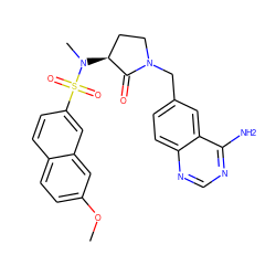 COc1ccc2ccc(S(=O)(=O)N(C)[C@H]3CCN(Cc4ccc5ncnc(N)c5c4)C3=O)cc2c1 ZINC000026572020