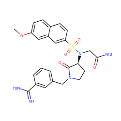 COc1ccc2ccc(S(=O)(=O)N(CC(N)=O)[C@H]3CCN(Cc4cccc(C(=N)N)c4)C3=O)cc2c1 ZINC000013800286