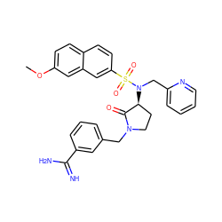 COc1ccc2ccc(S(=O)(=O)N(Cc3ccccn3)[C@H]3CCN(Cc4cccc(C(=N)N)c4)C3=O)cc2c1 ZINC000027108629