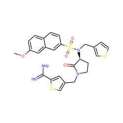 COc1ccc2ccc(S(=O)(=O)N(Cc3ccsc3)[C@H]3CCN(Cc4csc(C(=N)N)c4)C3=O)cc2c1 ZINC000082092502