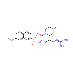 COc1ccc2ccc(S(=O)(=O)N[C@@H](CCCN=C(N)N)C(=O)N3CCC(C)CC3)cc2c1 ZINC000027886979
