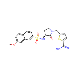 COc1ccc2ccc(S(=O)(=O)N[C@H]3CCN(Cc4ccc(C(=N)N)s4)C3=O)cc2c1 ZINC000013800297