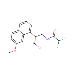 COc1ccc2cccc([C@@H](CO)CNC(=O)C(F)F)c2c1 ZINC001772633410