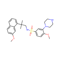 COc1ccc2cccc(C(C)(C)CNS(=O)(=O)c3ccc(OC)c(N4CCNCC4)c3)c2c1 ZINC000653721965