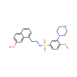 COc1ccc2cccc(CCNS(=O)(=O)c3ccc(OC)c(N4CCNCC4)c3)c2c1 ZINC000653724814