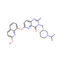 COc1ccc2cccc(Oc3ccc4nc(C)n(C[C@H]5CCCN(C(C)C)C5)c(=O)c4n3)c2n1 ZINC000073295648