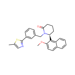 COc1ccc2ccccc2c1[C@@H]1CCCC(=O)N1Cc1cccc(-c2ncc(C)s2)c1 ZINC000167266034