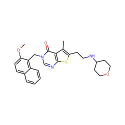 COc1ccc2ccccc2c1Cn1cnc2sc(CCNC3CCOCC3)c(C)c2c1=O ZINC001772604406