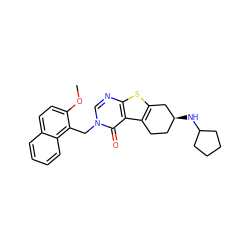 COc1ccc2ccccc2c1Cn1cnc2sc3c(c2c1=O)CC[C@H](NC1CCCC1)C3 ZINC000014966550