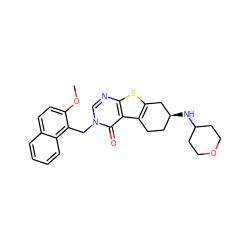 COc1ccc2ccccc2c1Cn1cnc2sc3c(c2c1=O)CC[C@H](NC1CCOCC1)C3 ZINC001772633254