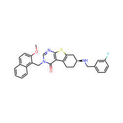 COc1ccc2ccccc2c1Cn1cnc2sc3c(c2c1=O)CC[C@H](NCc1cccc(F)c1)C3 ZINC001772654152
