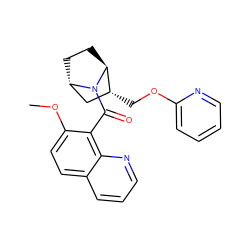 COc1ccc2cccnc2c1C(=O)N1[C@H]2CC[C@H]1[C@H](COc1ccccn1)C2 ZINC000226052830