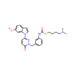 COc1ccc2ccn(-c3ccc(=O)n(Cc4cccc(NC(=O)OCCCCN(C)C)c4)n3)c2c1 ZINC000206909746