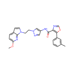 COc1ccc2ccn(CCn3cc(NC(=O)c4ncoc4-c4cccc(C)c4)cn3)c2n1 ZINC000201526042