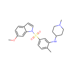 COc1ccc2ccn(S(=O)(=O)c3ccc(C)c(NC4CCN(C)CC4)c3)c2c1 ZINC000095566046