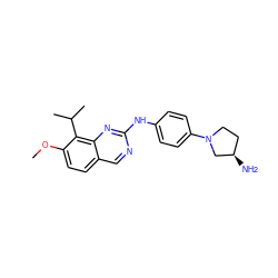 COc1ccc2cnc(Nc3ccc(N4CC[C@@H](N)C4)cc3)nc2c1C(C)C ZINC000014945382