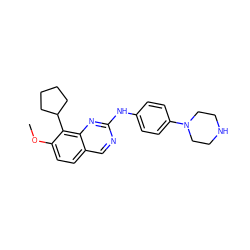 COc1ccc2cnc(Nc3ccc(N4CCNCC4)cc3)nc2c1C1CCCC1 ZINC000014945405