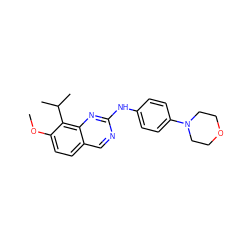 COc1ccc2cnc(Nc3ccc(N4CCOCC4)cc3)nc2c1C(C)C ZINC000014945388