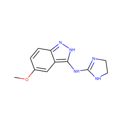 COc1ccc2n[nH]c(NC3=NCCN3)c2c1 ZINC000066165970