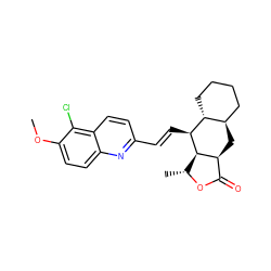 COc1ccc2nc(/C=C/[C@@H]3[C@@H]4[C@@H](C)OC(=O)[C@@H]4C[C@@H]4CCCC[C@H]43)ccc2c1Cl ZINC000028572248