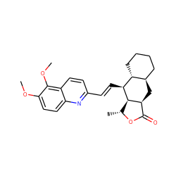 COc1ccc2nc(/C=C/[C@@H]3[C@@H]4[C@@H](C)OC(=O)[C@@H]4C[C@@H]4CCCC[C@H]43)ccc2c1OC ZINC000034802811