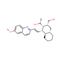 COc1ccc2nc(/C=C/[C@@H]3[C@H]([C@@H](C)O)[C@H](CO)C[C@@H]4CCCC[C@H]43)ccc2c1 ZINC000034802877