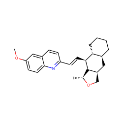 COc1ccc2nc(/C=C/[C@@H]3[C@H]4[C@H](CO[C@@H]4C)C[C@@H]4CCCC[C@H]43)ccc2c1 ZINC000034802829