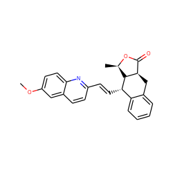 COc1ccc2nc(/C=C/[C@H]3c4ccccc4C[C@@H]4C(=O)O[C@H](C)[C@@H]43)ccc2c1 ZINC000028823258