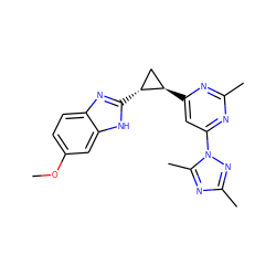 COc1ccc2nc([C@@H]3C[C@H]3c3cc(-n4nc(C)nc4C)nc(C)n3)[nH]c2c1 ZINC000142996311