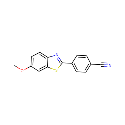 COc1ccc2nc(-c3ccc(C#N)cc3)sc2c1 ZINC000013831169