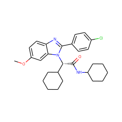 COc1ccc2nc(-c3ccc(Cl)cc3)n([C@H](C(=O)NC3CCCCC3)C3CCCCC3)c2c1 ZINC000066258751