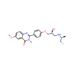 COc1ccc2nc(-c3ccc(OC[C@@H](O)CN[C@@H](C)CF)cc3)n(C)c(=O)c2c1 ZINC000072141217