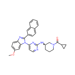 COc1ccc2nc(-c3ccc4ccccc4c3)n(-c3ccnc(N[C@@H]4CCCN(C(=O)C5CC5)C4)n3)c2c1 ZINC000095586629