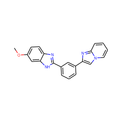 COc1ccc2nc(-c3cccc(-c4cn5ccccc5n4)c3)[nH]c2c1 ZINC000073196190