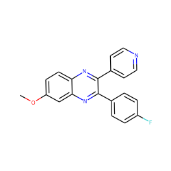 COc1ccc2nc(-c3ccncc3)c(-c3ccc(F)cc3)nc2c1 ZINC000045246082